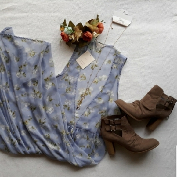 Lauren Conrad Floral Sheer Vest Boho Duster - Picture 3 of 5